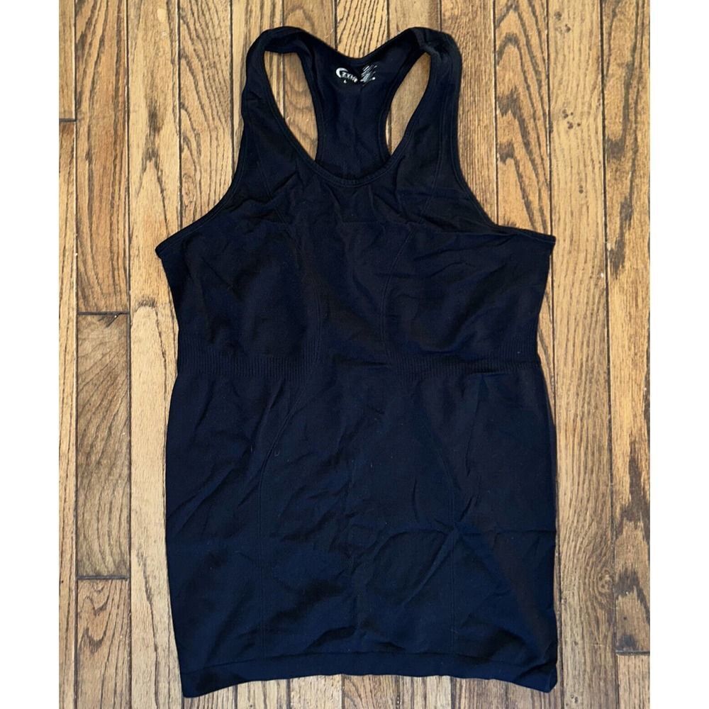 ZYIA Active Copper Charged Seamless Racerback Tank Top Nylon Black Sz Large